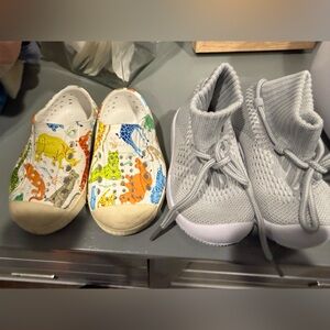 Colorful Dinosaur toddler Shoes and Gray toddler shoes beginner walkers